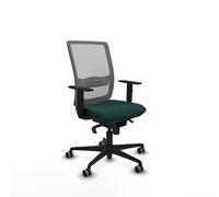 Piqueras y Crespo - Teletrabajo Silla Haches con Brazos 1D, Apoyo Lumbar Regulable en Altura. Equipado con Sincro 5 Posiciones y Espuma Inyectada. con Ruedas 65 Mm Parqué. Gris/Verde Botella