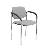 Silla fija Villalgordo bali gris chasis cromo con brazos