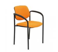 Silla fija Villalgordo bali naranja chasis negro con brazos
