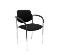 Silla fija Villalgordo bali negro chasis cromo con brazos