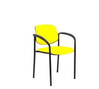 Silla fija Villalgordo similpiel amarillo chasis negro con brazos