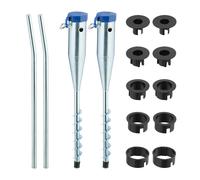 Relaxdays Piqueta Sombrilla, Set de 2, Anclaje Suelo para Atornillar, Varillas 25-50 mm, Soporte Parasol, Plateado/Azul