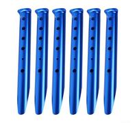 Piquetas de aluminio en forma de U para conexión a tierra segura, 6 estacas para acampar y aventuras al aire libre (azul)
