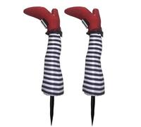 Piquets De Jambes De Sorcière - Lot De 2 Pattes De Sorcière Colorées Pour Jardin Pelouse Allée | Décoration Extérieure Effrayante D'Halloween, accesorio de Fête Fantaisie Pour Maison Et Cour