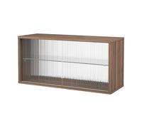 Pira Vitrina Pira Nogal-vidrio estriado. 90x31 cm. respaldo de vidrio