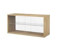 Pira Vitrina Pira Roble blanqueado-cristal transparente. 90x31 cm. 4 puertas