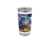 Pirámide con el cubo de Metatrón Geometría Sagrada Vaso térmico de acero inoxidable de doble pared