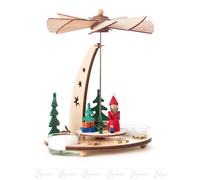 Pirámide Con Papá Noel, Para Velas De Té 16cmx19cmx14,5cm NUEVO Erzgebirge