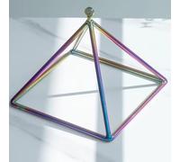 Pirámide de canto de cristal arcoíris de 8 pulgadas con golpeador de cristal y correa colgante, pirámide de canto de cuarzo curativo con sonido de colores(Pyramid)