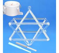 Pirámide de canto de cristal de cuarzo transparente Mokaba Merkaba, con dos tipos de golpeador para terapia de sonido, meditación y yoga (6 pulgadas + bolsa)