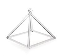 Pirámide de canto de cristal transparente, regalo para yoga, meditación y curación de sonido, con golpeador acrílico y maleta (6 pulgadas)