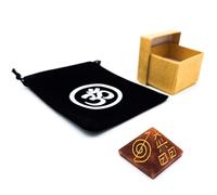 Pirámide de chakra sacro con piedras preciosas, melocotón, aventurina, con grabado Reiki, en caja de regalo y bolsa Om | Feng Shui Yoga Meditation