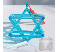 Pirámide de cristal de cuarzo azul ópticamente chakra, Mokaba Merkaba para meditación de sanación con sonido, regalo de yoga para oración (8 pulgadas + bolsa)