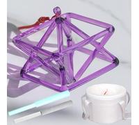 Pirámide de cristal de cuarzo morado Mokaba Merkaba, instrumento musical perfecto para curación de chakras, para meditación curativa de sonido, regalo de yoga para oración (5 pulgadas + bolsa)