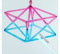 Pirámide de cuarzo con cristal de cuarzo que canta Mokaba Merkaba, degradado rosa y azul, instrumento musical perfecto para curación de chakras, para terapia de sonido, meditación y regalo de yoga (9