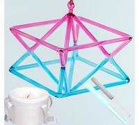 Pirámide de cuarzo con cristal de cuarzo que canta Mokaba Merkaba, degradado rosa y azul, instrumento musical perfecto para curación de chakras, para terapia de sonido, meditación y regalo de yoga (6
