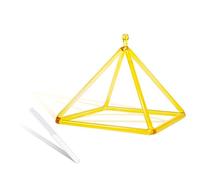 Pirámide de cuarzo de cristal transparente amarillo de 5 a 12 pulgadas, terapia de sonido, meditación, yoga, meditación, alivio del estrés, estante esquinero, instrumentos de percusión, incluyendo