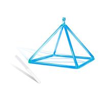 Pirámide de cuarzo de cristal transparente azul de 5 a 12 pulgadas, terapia de sonido, meditación, yoga, meditación, alivio del estrés, estante esquinero, instrumentos de percusión, incluyendo palos