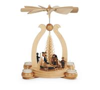 Pirámide de Luz de Té Mesa Motivo Bosque 1-stöckig Natural Con Luces de Té