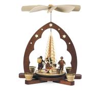 Pirámide de Mesa Con Velas Erzgebirgsfiguren Arco Punta Árbol Palma 1-stöckig