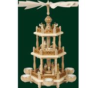 Pirámide de Mesa Cristo Nacimiento Luces Té 2 Plantas Erzgebirge Nuevo 16702