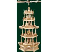 Pirámide de Mesa Cristo Nacimiento Luces Té 4 Plantas Erzgebirge Nuevo 16704