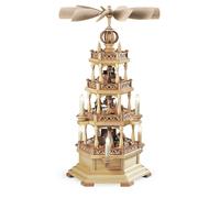 Pirámide de Mesa Erzgebirgsmotiv 3-stöckig Natural Eléctr. Iluminado Y Powered