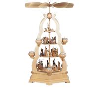 Pirámide De Mesa Historia Sagrada 4 Niveles Natural Con Velas (LxBxH) 40x33x64cm