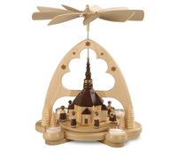 Müller Pirámide de navidad arco piramidal iglesia de Seiffen, un piso, 36 cm. de alto, LED iluminación, accionado por batería, original de los Montes Metálicos (Erzgebirge) hecho por la empresa Mü ...