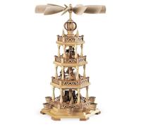 Pirámide De Mesa Motivo De Erzgebirge 3 Piezas Natural (LxBxH): 32x32x54cm NUEVO