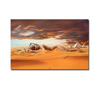 Pirámide de mujer abstracta Oasis del desierto pintura sobre lienzo carteles e impresiones cuadro de arte de pared decoración de sala de estar 70x140cm sin marco