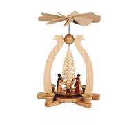 Pirámide de navidad arco piramidal nacimiento de Cristo, 29 cm. de alto, natu...