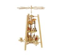 Pirámide de Navidad nacimiento de Cristo, 3 pisos, 42 cm. de alto, natural, o...