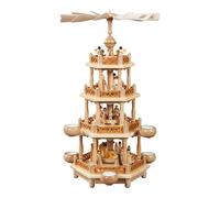 Pirámide de Navidad nacimiento de Cristo, 3 pisos, 55 cm. de alto, natural co...
