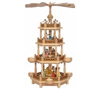 Pirámide de Navidad nacimiento de Cristo, 3 pisos, 55 cm. de alto, natural, o...