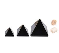 Pirámide de obsidiana negra sólida Feng Shui Reiki espiritual Chakra de piedra natural Curación de la fe Pirámide cargada de energía 2 pulgada Con Rose Desert Selenite/Cube Selenites-Blessfull Healing