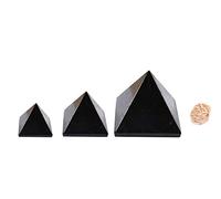 Pirámide de obsidiana negra sólida Feng Shui Reiki espiritual Chakra de piedra natural Terapia de cristal Curación fe Pirámide cargada de energía 1 pulgada Con Rose Desert Selenite - Blessfull Healing