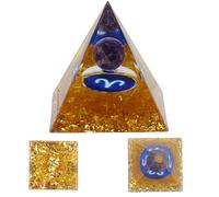 Pirámide de Orgón de Cristal para 12 Signos del Zodíaco, Pirámide de Energía de Chakra de 5cm, Cuarzo de Cristal Curación Chakra Reiki Meditación, Regalo de Decoración del Hogar (Aries)