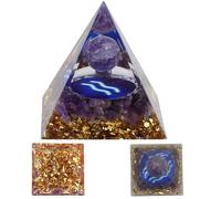 Pirámide de Orgón de Cristal para 12 Signos del Zodíaco, Pirámide de Energía de Chakra de 5cm, Cuarzo de Cristal Curación Chakra Reiki Meditación, Regalo de Decoración del Hogar (Acuario)