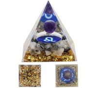 Pirámide de Orgón de Cristal para 12 Signos del Zodíaco, Pirámide de Energía de Chakra de 5cm, Cuarzo de Cristal Curación Chakra Reiki Meditación, Regalo de Decoración del Hogar (Leo)