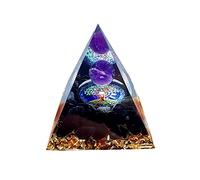 Pirámide de orgonita de 7 chakras, cristal natural curativo de Reiki, cristal curativo de amatista para adivinación, meditación, yoga, protección de equilibrio, 6 cm