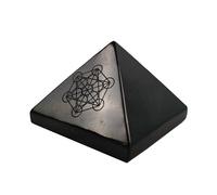 Pirámide de protección de shungite de 2 pulgadas, símbolo sagrado | Auténticas piedras de shungite pirámide pulida de 5 cm | Pirámide de cristal de piedra negra para meditación (metatrón)