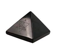 Pirámide de protección de shungite de 2 pulgadas, símbolo sagrado | Auténticas piedras shungite pirámide pulida de 5 cm | Pirámide de cristal de piedra negra para meditación (Merkaba)