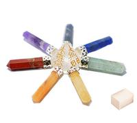 Pirámide de Reiki, regalo espiritual, pirámide cónica de cristal de 7 lados, generador de energía USUI con cubo de selenita, sanación completa