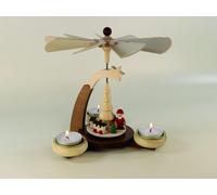 Pirámide De Vela De Diseño Marrón/Natural Papá Noel Para 3 Velitas 19,5x19cm