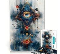 Pirámide del Ojo Que Todo lo Ve,Rompecabezas de 1000 Piezas para Adultos,Entrenamiento Mental,diversión, Corte láser,Actividad Relajante para Grupos en Interiores (38x26cm)