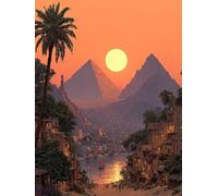 PiráMide Diamond Painting, 5D Diamond Painting Adultos Sunset, DIY Kit Manualidades Adultos, 5D Punto de Cruz Cuadro Diamante, DIY Pintura de Diamante Kits, Home Decoration, Regalo, 30x40cm 5-1286