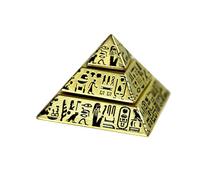 Pirámide giratoria de metal de 3 niveles, juguete de escritorio jeroglífico egipcio vintage, estatua decorativa de metal giratorio cinético para oficina en casa, juguete coleccionable de juego de mano