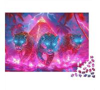 Pirámide Jaguar de neón 1000 Piezas Papel Ecológico Rompecabezas De Bricolaje Fans De Adolescentes 12-18 Años Desafío Juego Educativo Alivio del Estrés 70x50cm/1000pcs
