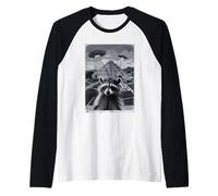 Pirámide Mitología Extraterrestre Psicodélico OVNI Camiseta Manga Raglan
